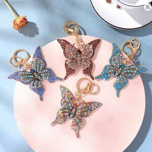 Crystal Hollow Butterfly Metal European And American Keychain Pendant Creative